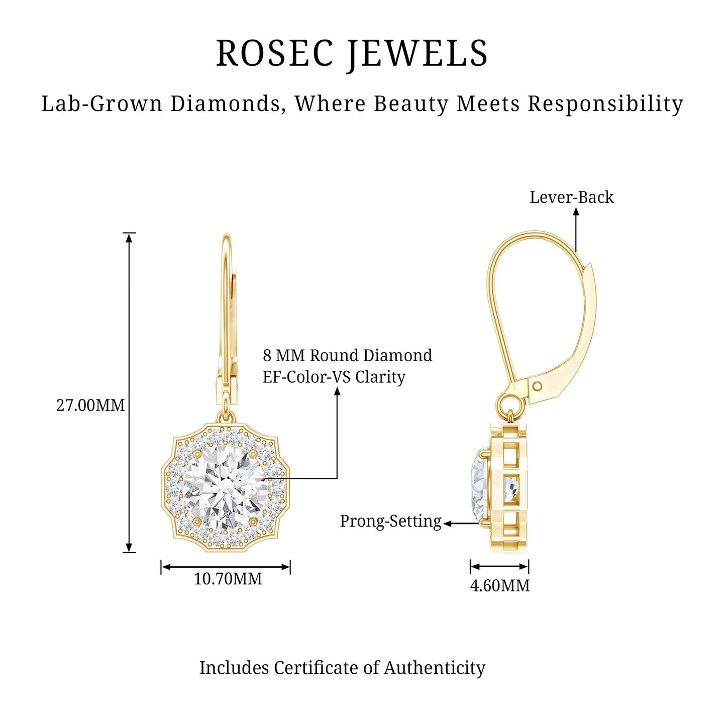 Certified Lab Grown Diamond Flower Art Deco Drop Earrings