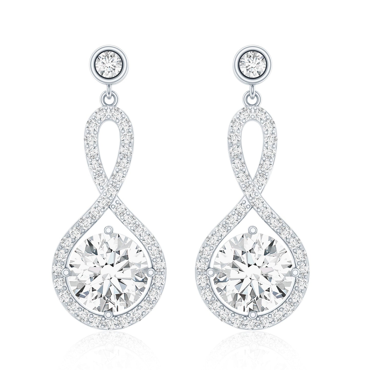 1.9 Carat Lab Grown Diamond Infinity Dangle Earrings For Women