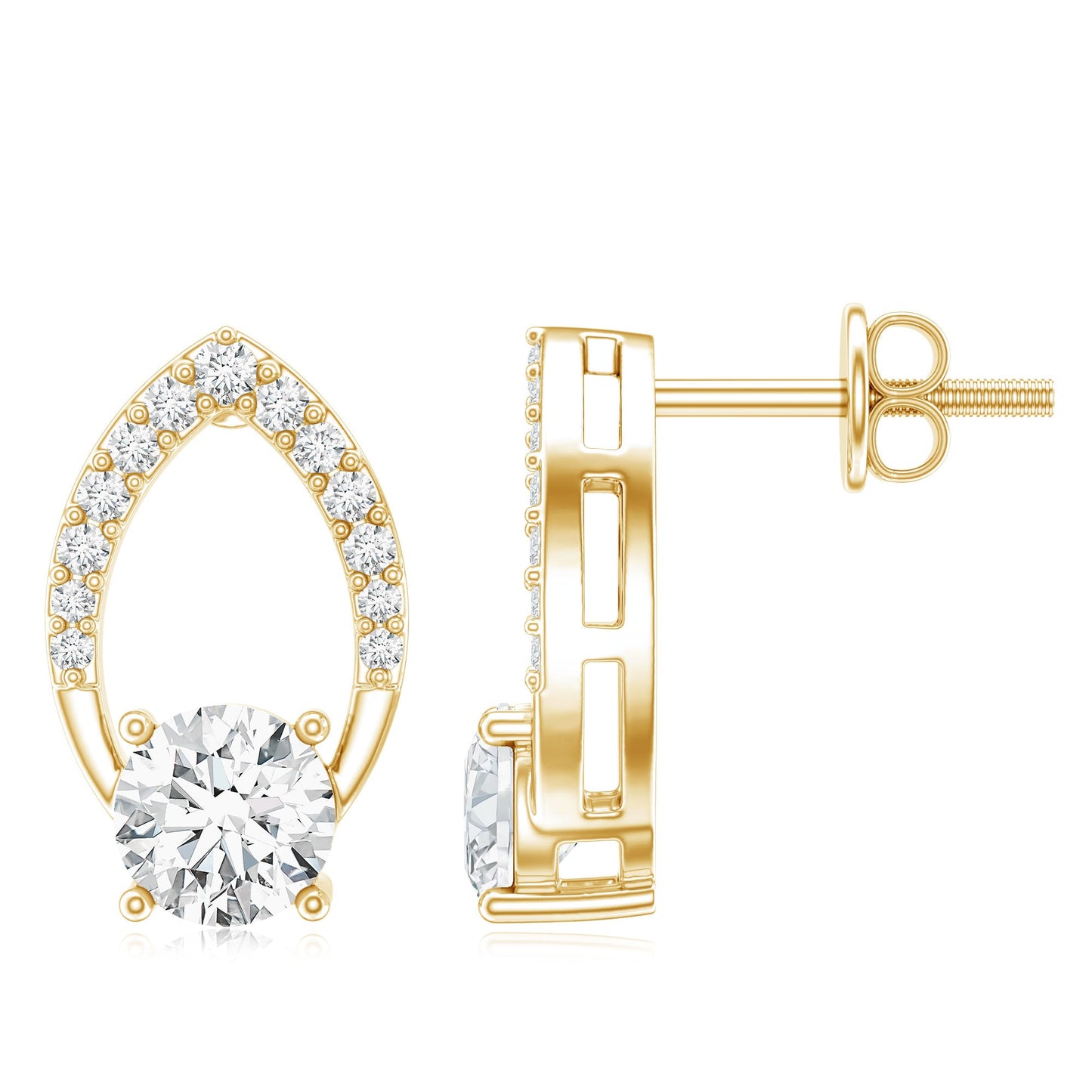 Certified 0.9 Carat Lab Grown Diamond Leaf Stud Earrings