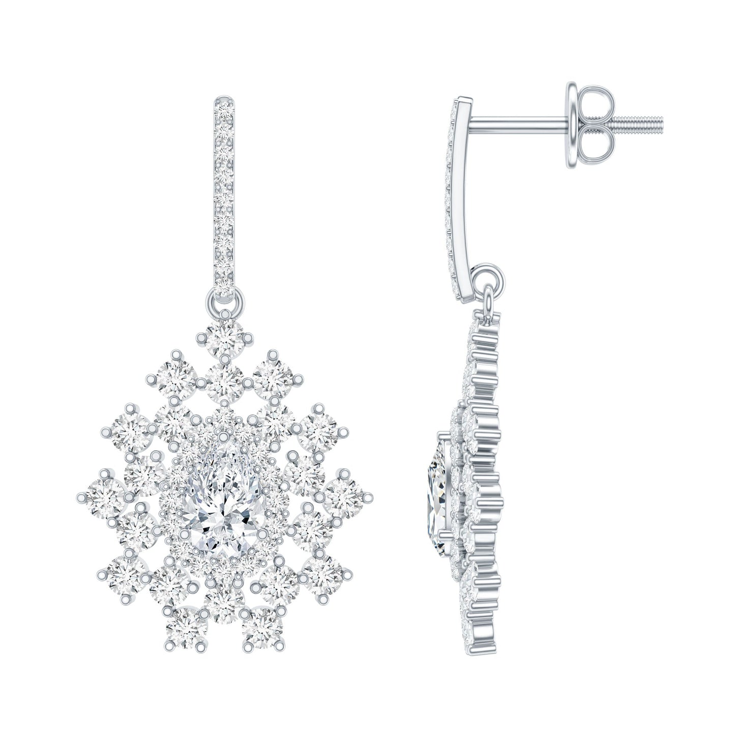 Certified Pear Shape Lab Grown Diamond Bridal Drop Earrings