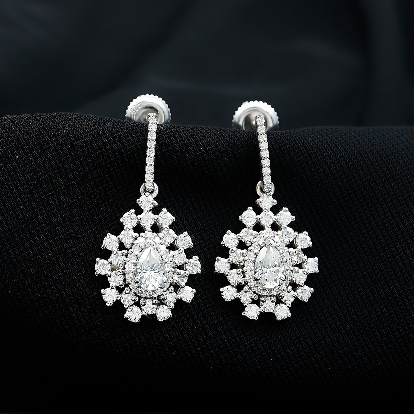 Certified Pear Shape Lab Grown Diamond Bridal Drop Earrings