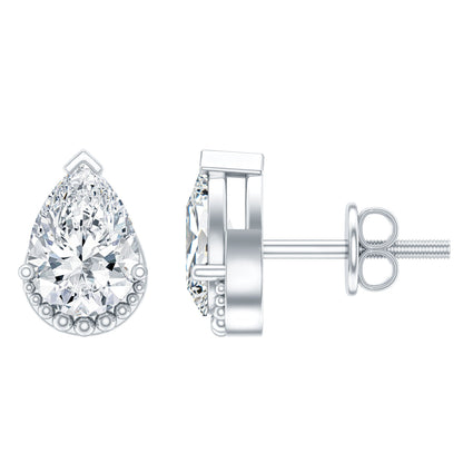 Certified Lab 1.3 Carat Pear Diamond Designer Stud Earrings