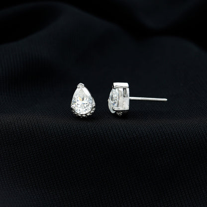 Certified Lab 1.3 Carat Pear Diamond Designer Stud Earrings
