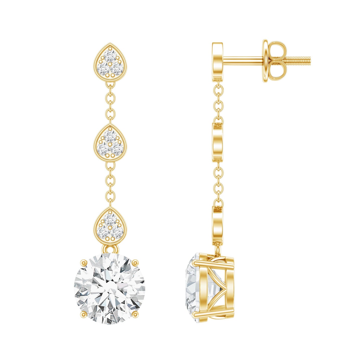 Certified Lab 2.5 Carat Round Diamond Dangle Chain Earrings