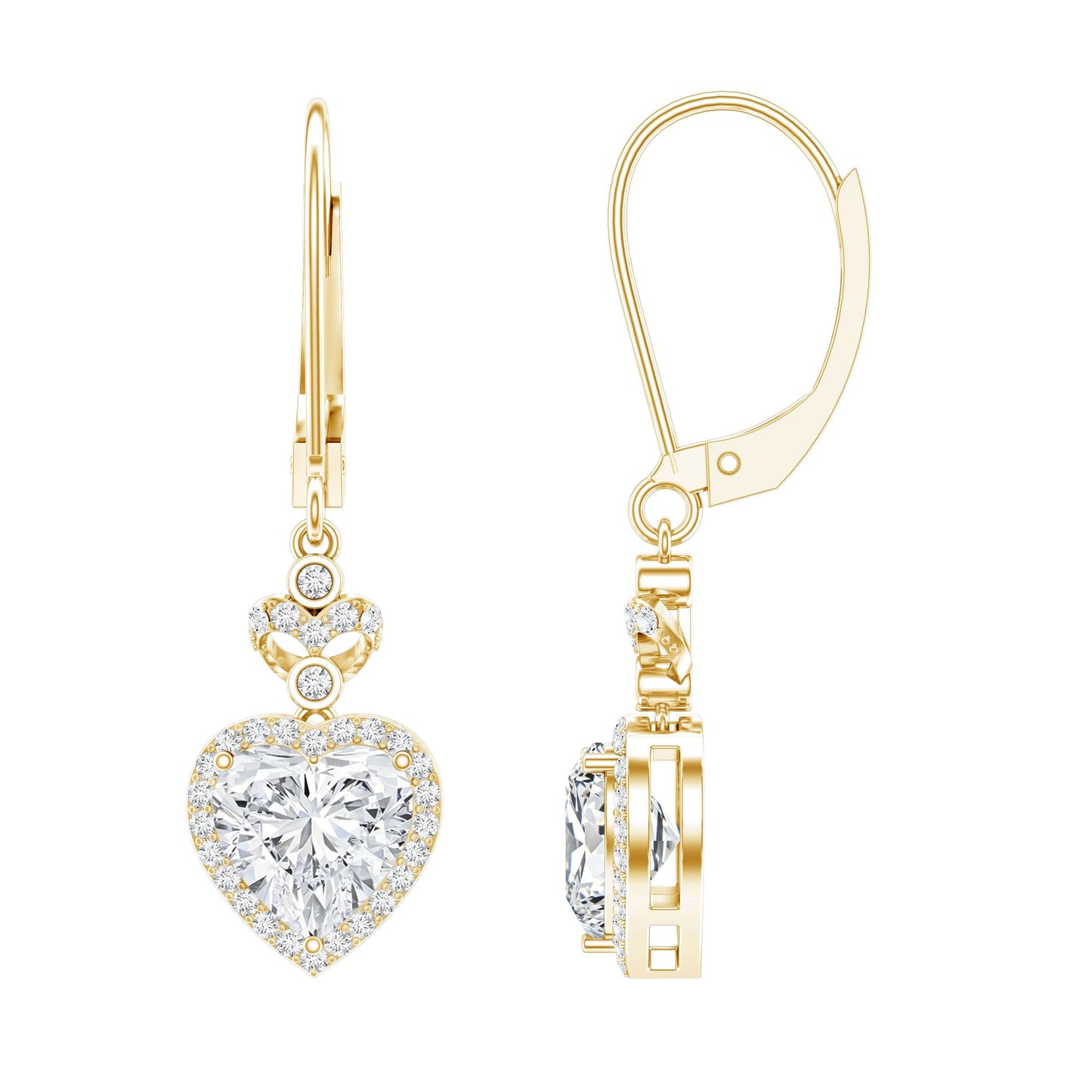 Certified 2.5 Carat Lab Grown Diamond Heart Drop Earrings