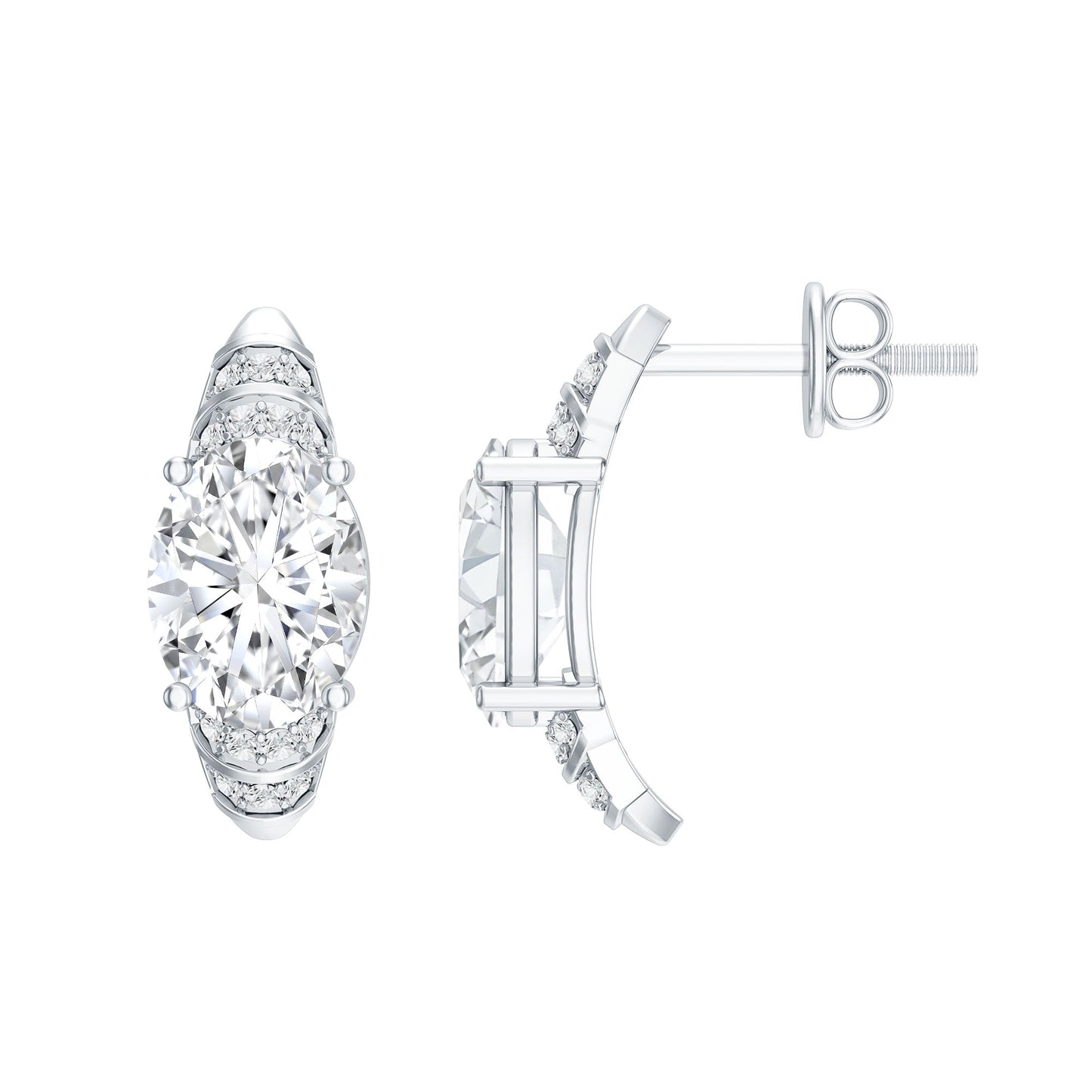 2.5 Carat Oval Lab Grown Diamond Vintage Style Stud Earrings