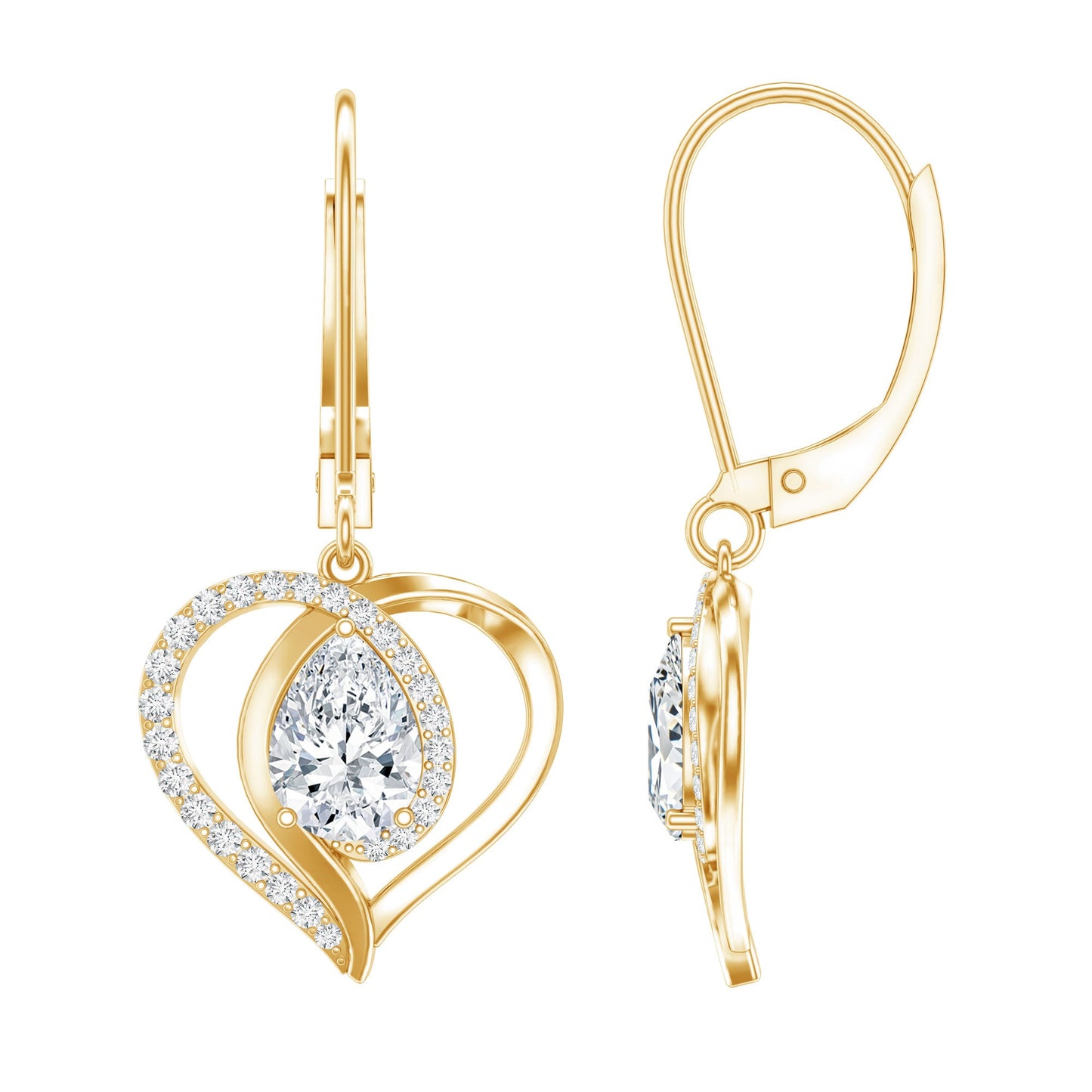 Certified 1.3 Carat Pear Lab Grown Diamond Heart Drop Earrings
