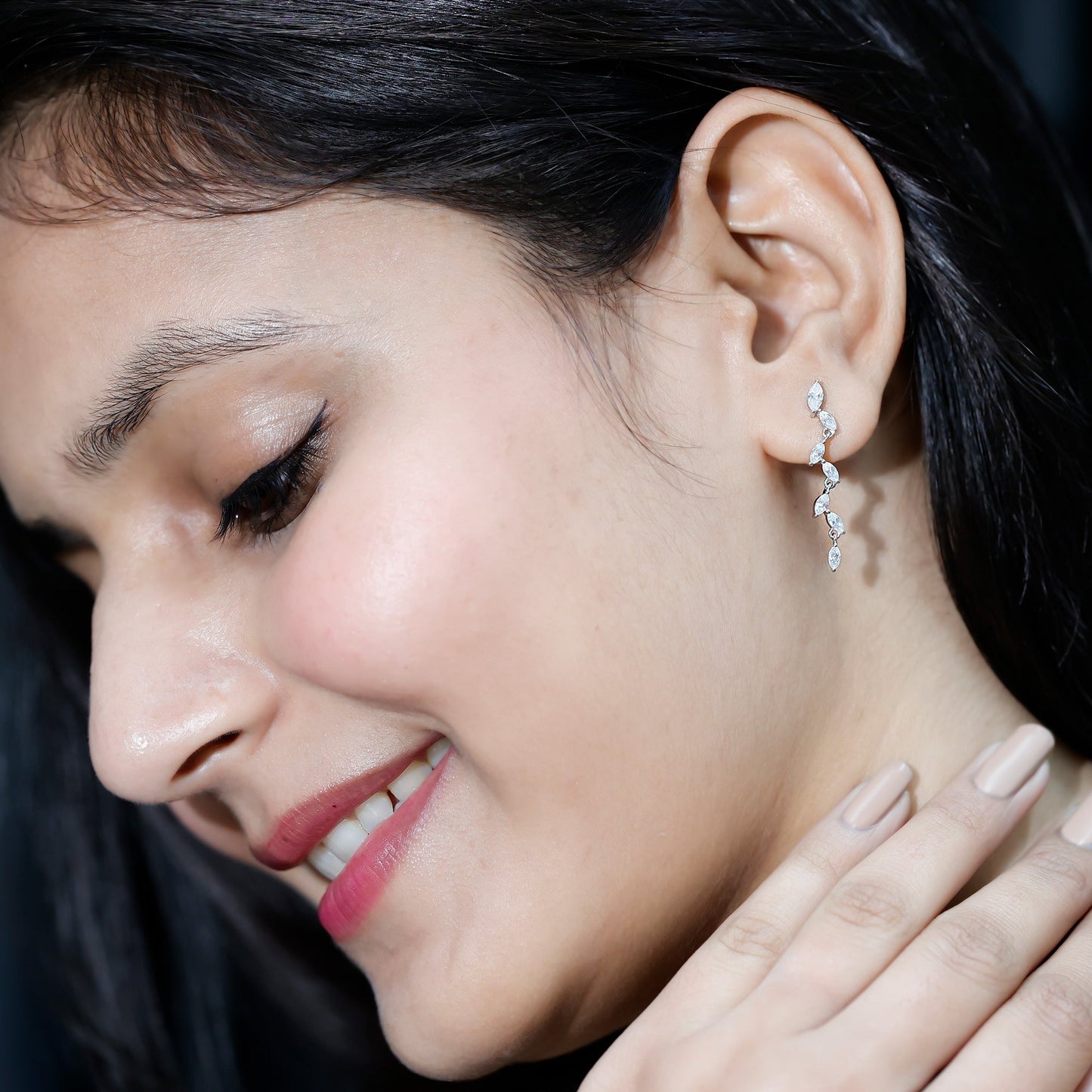 Marquise Lab Grown Diamond Bridal Dangle Earrings