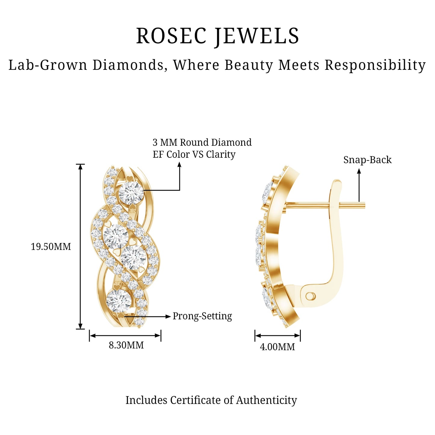 Lab Grown Diamond Infinity Earrings For Women