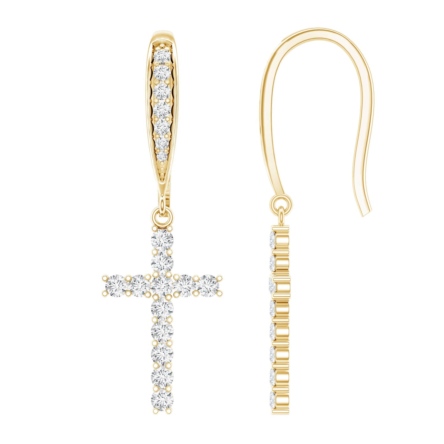 Certified Lab Grown Diamond Cross Fish Hook Earrings