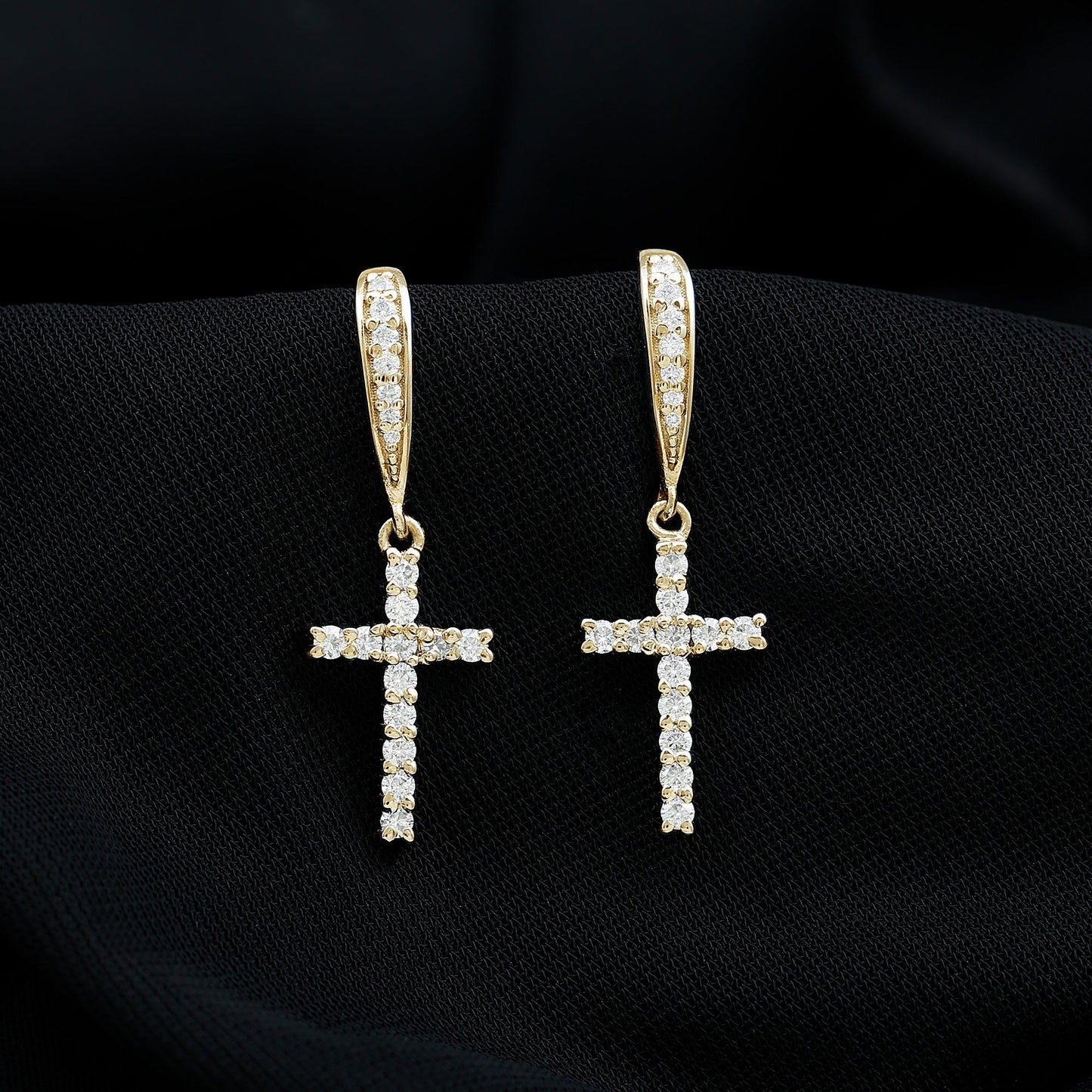 Certified Lab Grown Diamond Cross Fish Hook Earrings