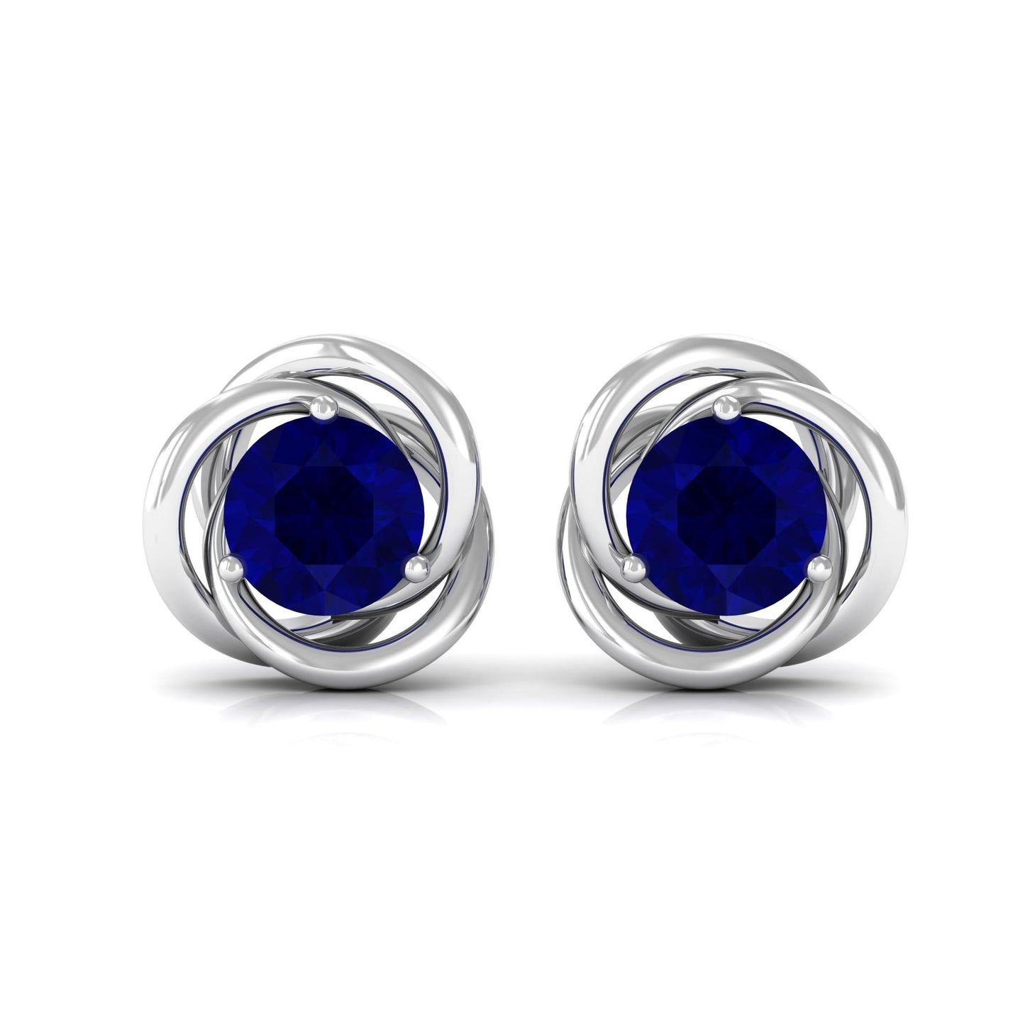 1.9 Carat Natural Blue Sapphire Swirl Stud Earrings