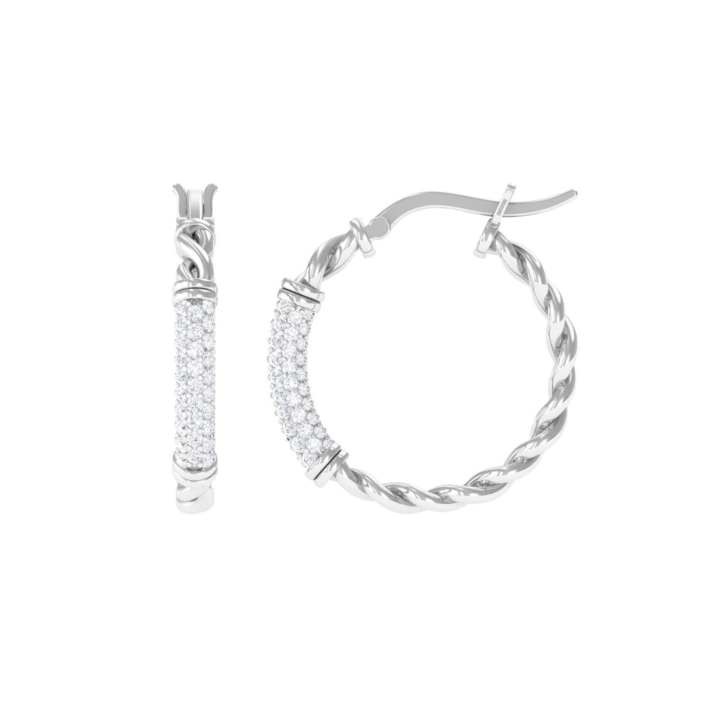 Twisted Rope Hoop Earrings with Diamond