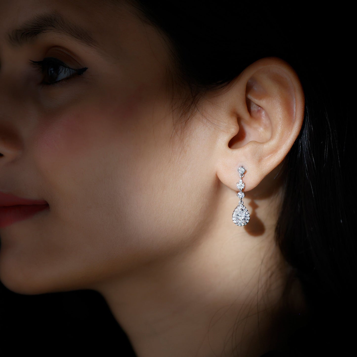 Classic Pear Shape Moissanite Bridal Dangle Earrings