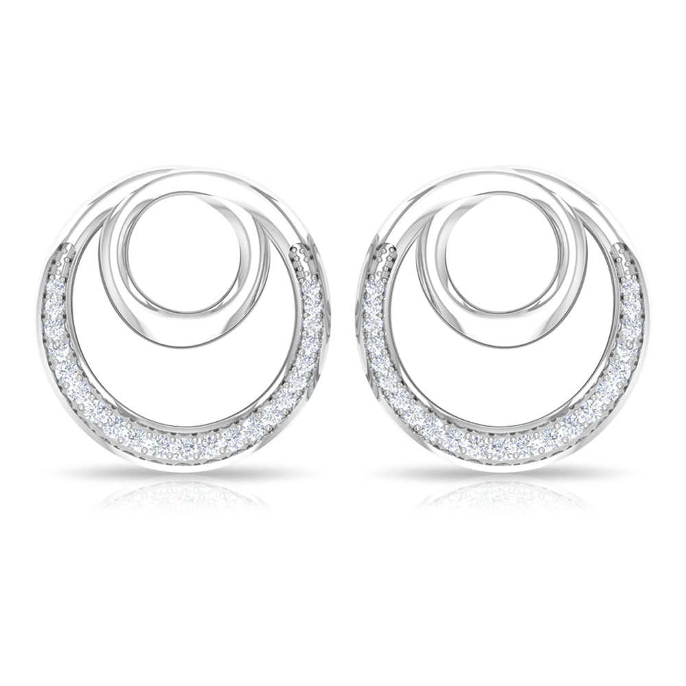 Certified Natural Diamond Circle in Circle Earrings