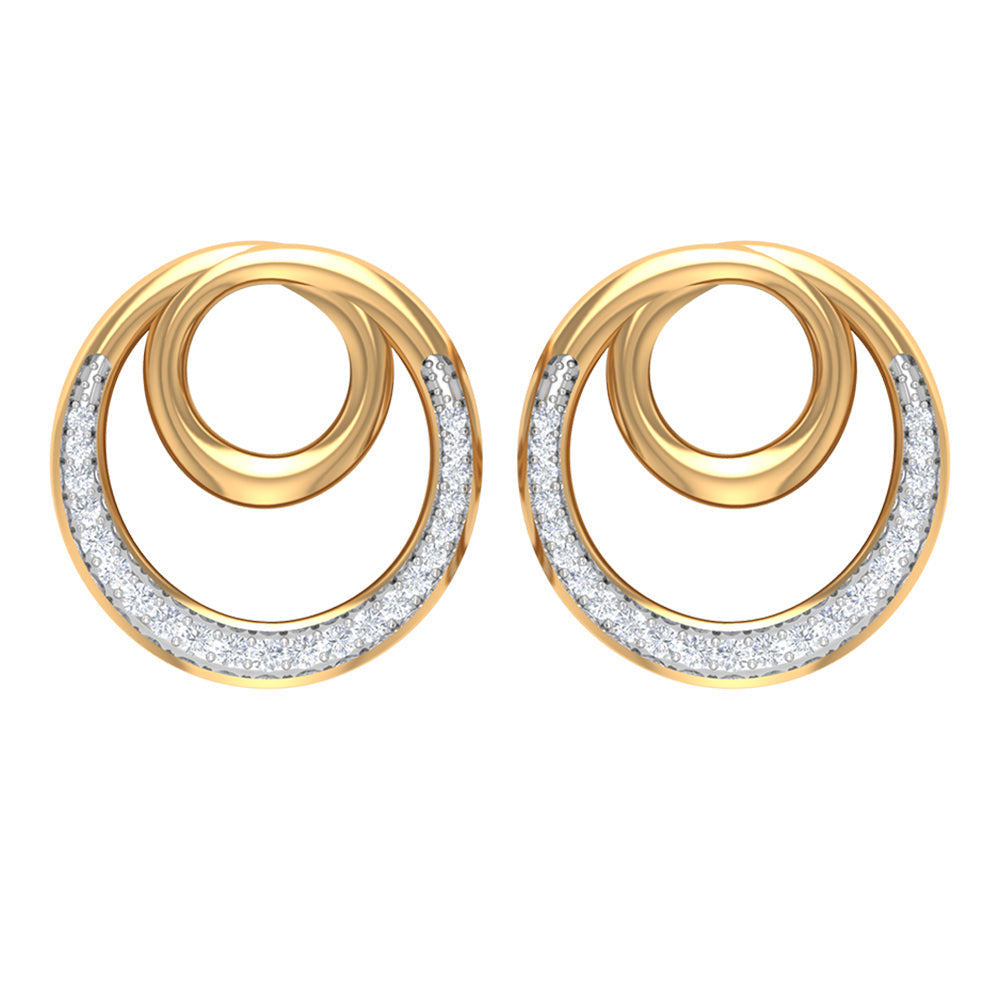 Certified Natural Diamond Circle in Circle Earrings