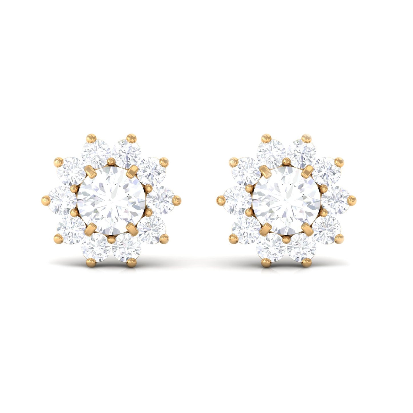 Natural Diamond Stud Earrings with Halo
