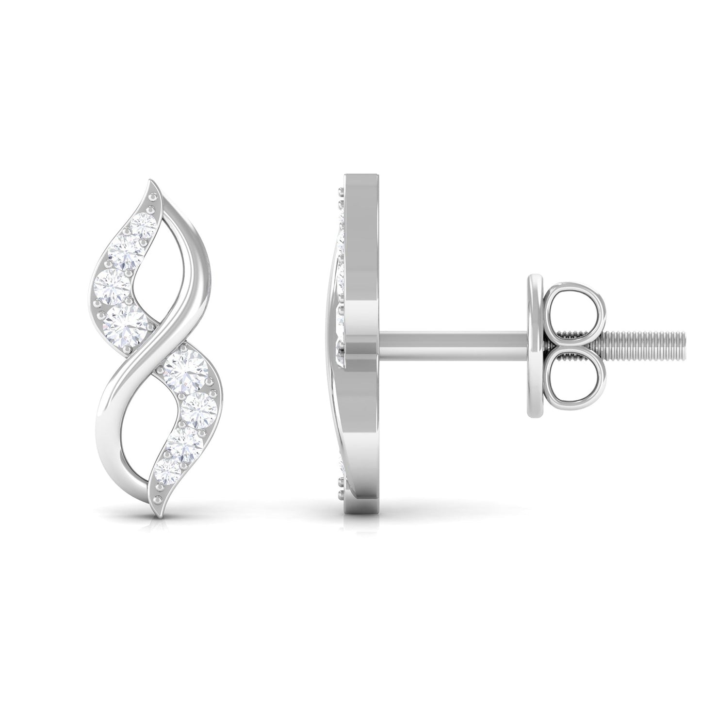Natural Diamond Infinity Earrings with Screw Back