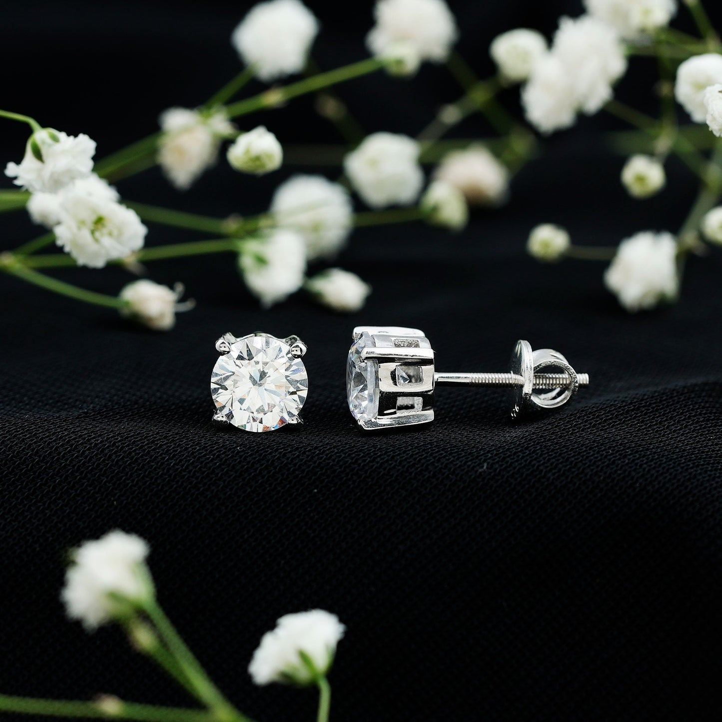 Certified 2.7 Carat Cubic Zirconia Stud Earrings with Screw Back