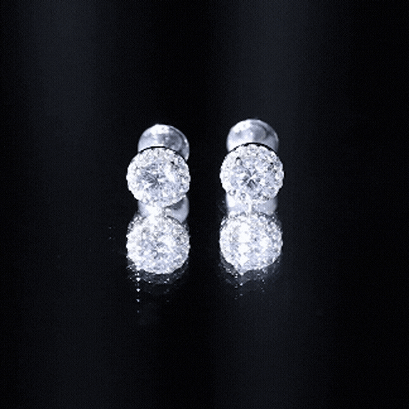 Certified 1 Carat Round Cut CZ Diamond Stud Earrings in Silver