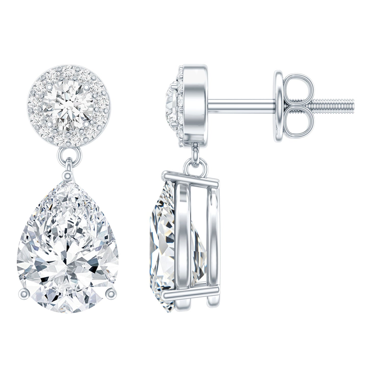 Certified 7X9 MM Zirconia Pear Drop Earrings for Wedding