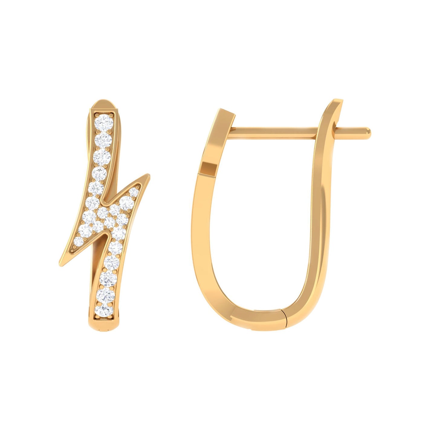 Natural Diamond Lightning Bolt Earrings with Latch Back