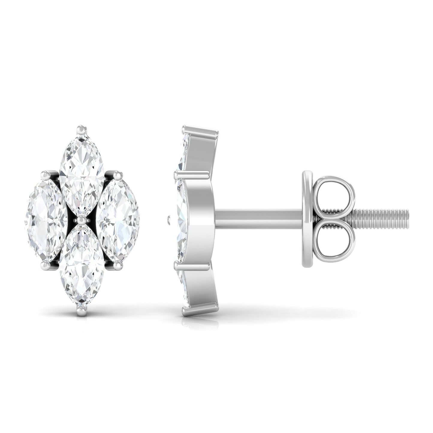 Marquise Cut Real Diamond Cluster Stud Earrings