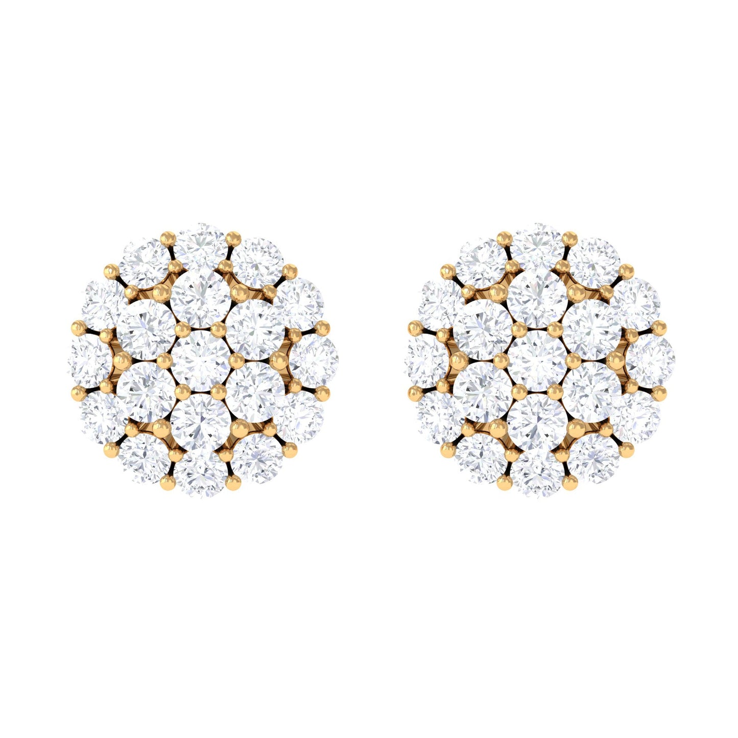 Certified Real Diamond Cluster Stud Earrings