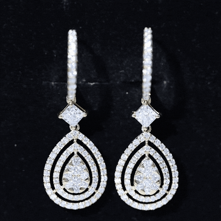 Certified Moissanite Teardrop Hoop Earrings for Women