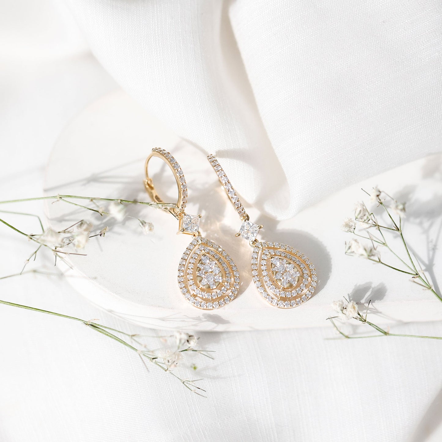 Certified Moissanite Teardrop Hoop Earrings for Women