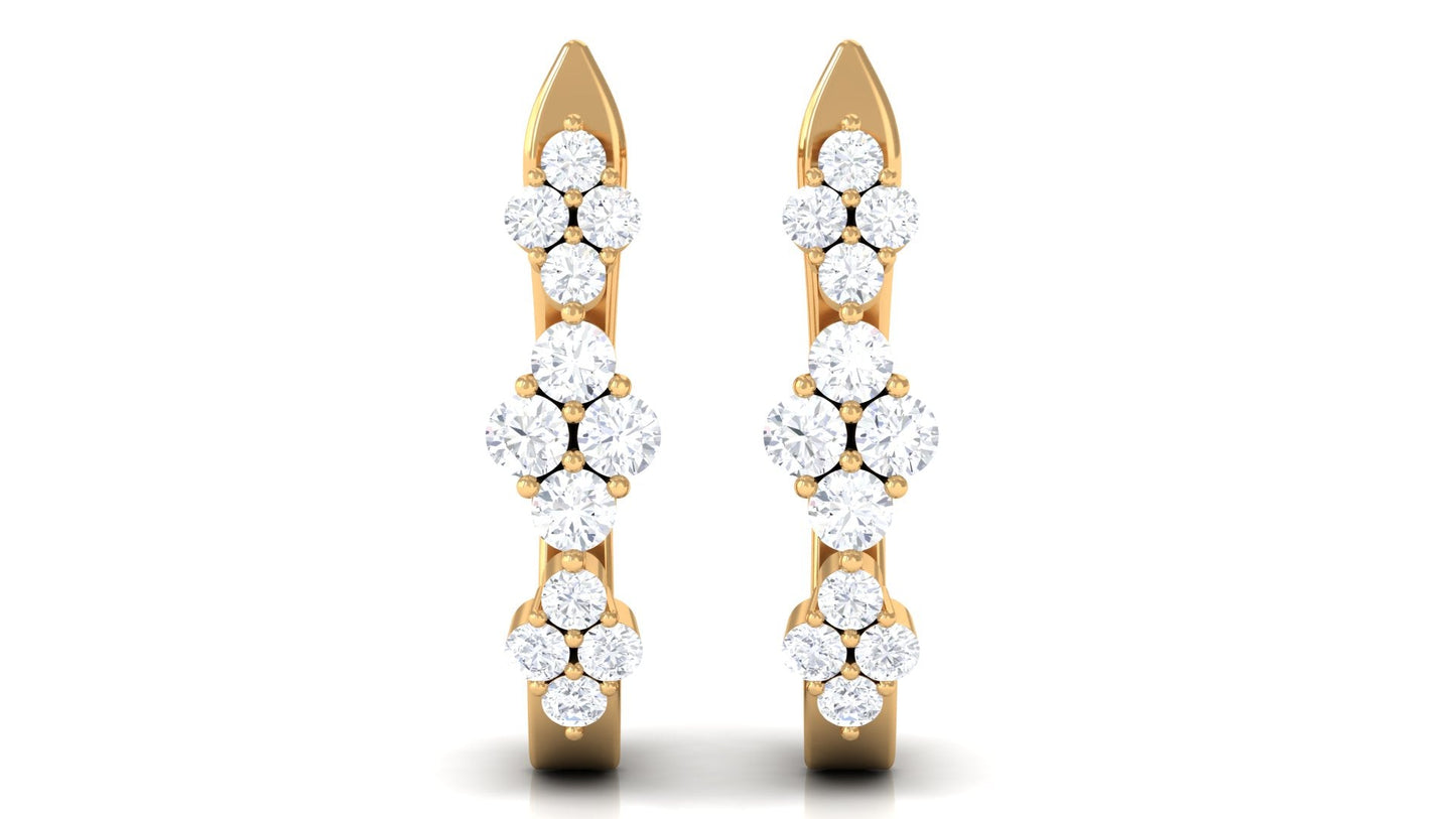 Certified Natural Diamond J Hoop Earrings