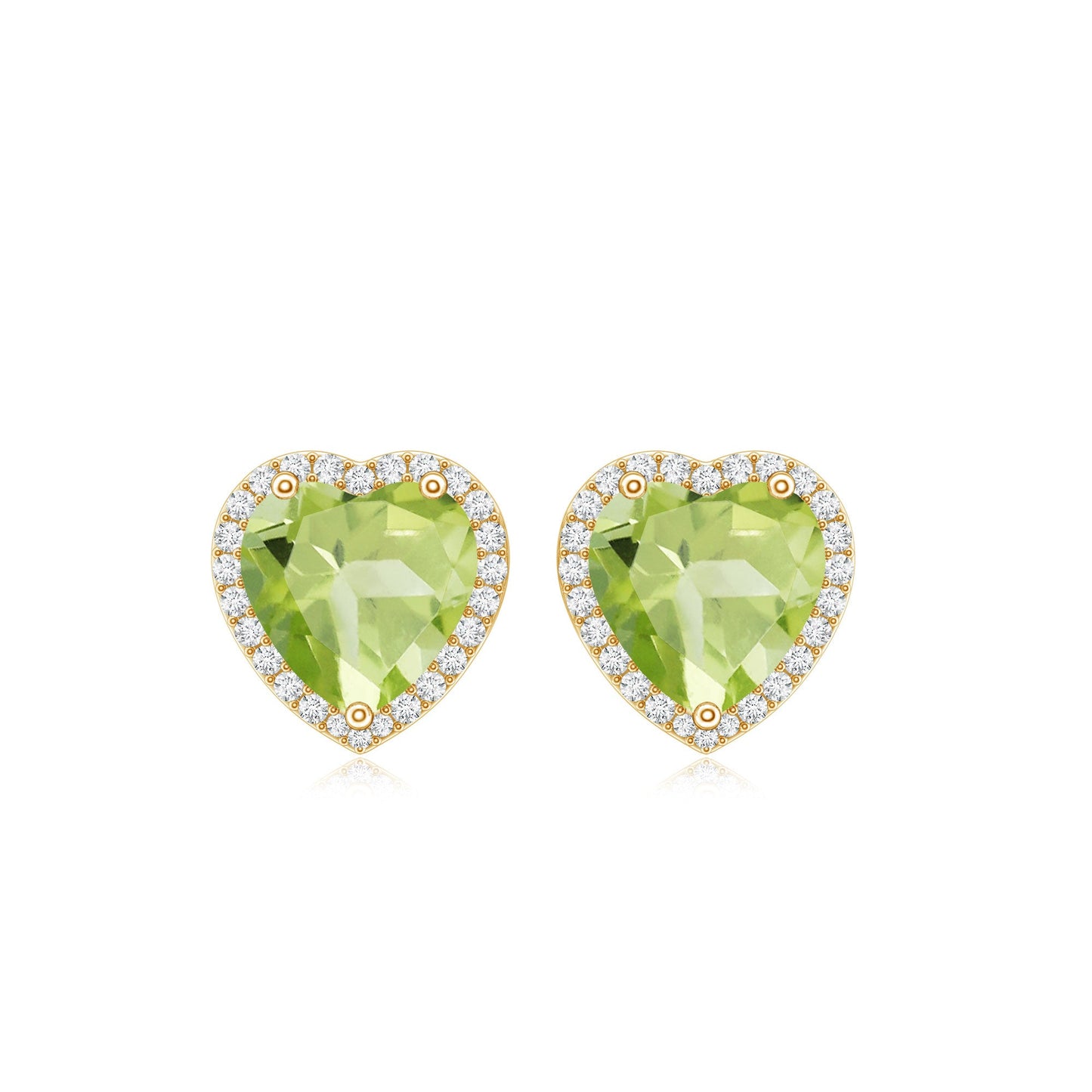 Certified Real 4.2 Carat Peridot Heart Earrings with Moissanite Halo