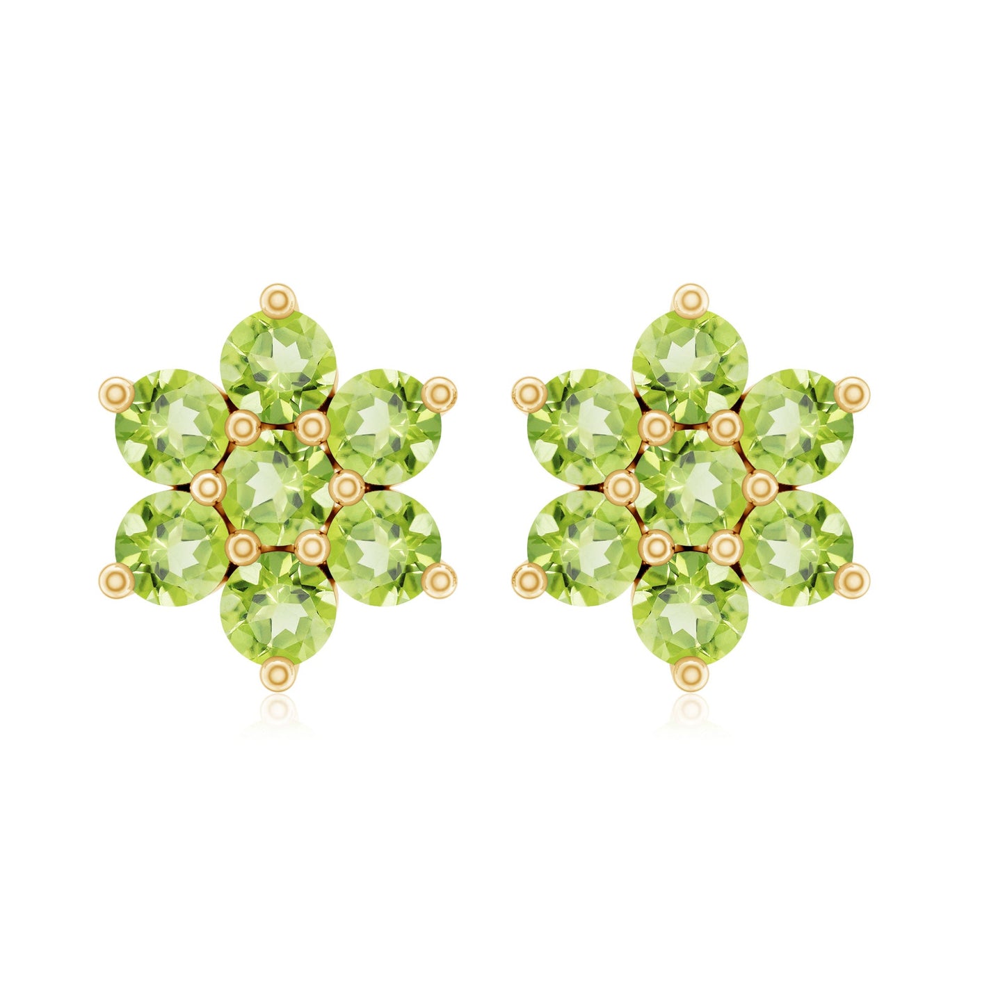 Real Peridot Flower Cluster Stud Earrings