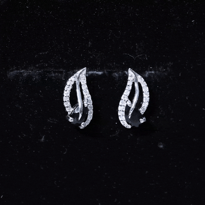 Genuine Pear Shape Black Onyx leaf Stud Earrings With Certificate