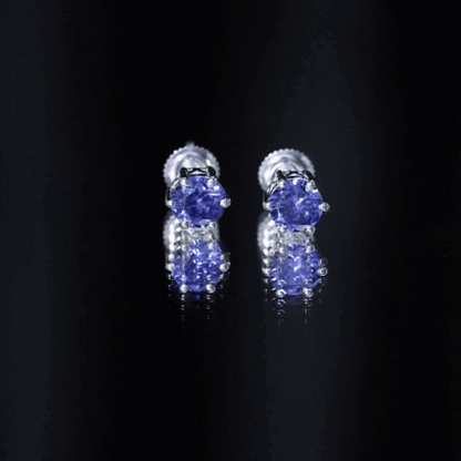 2 CT Lab Created Blue Sapphire Stud Earrings in 6 Prong Setting