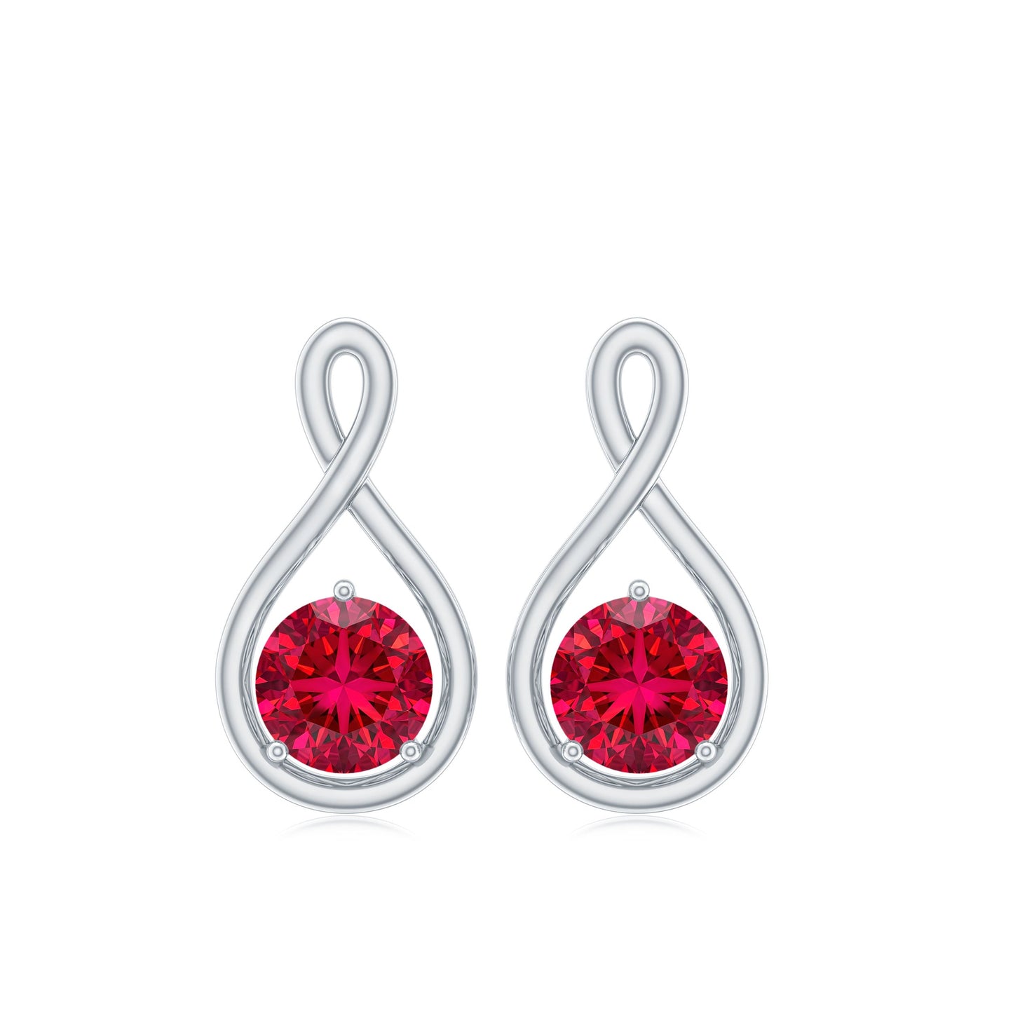 0.6 Ct Round Cut Lab Created Ruby Infinity Stud Earrings