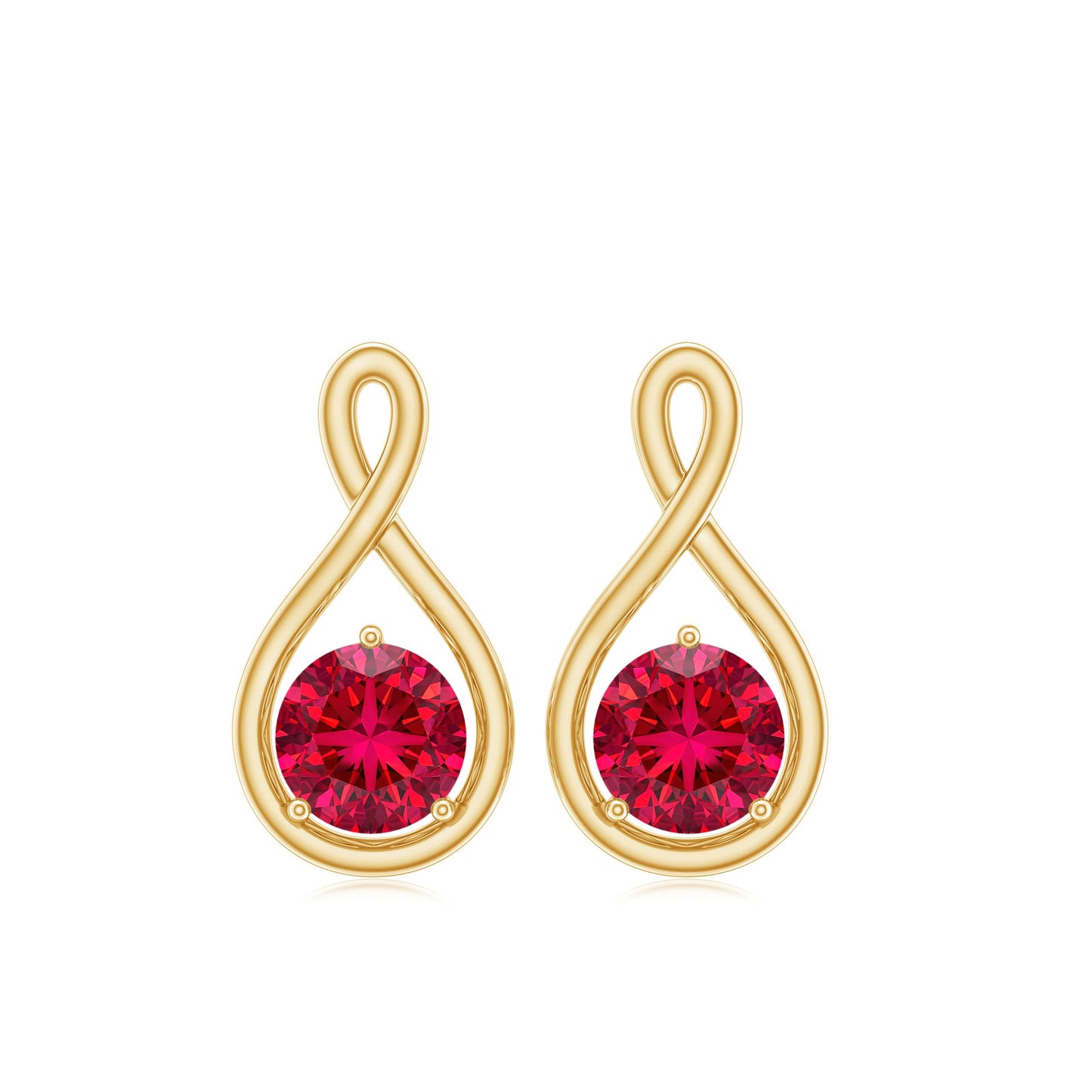 0.6 Ct Round Cut Lab Created Ruby Infinity Stud Earrings