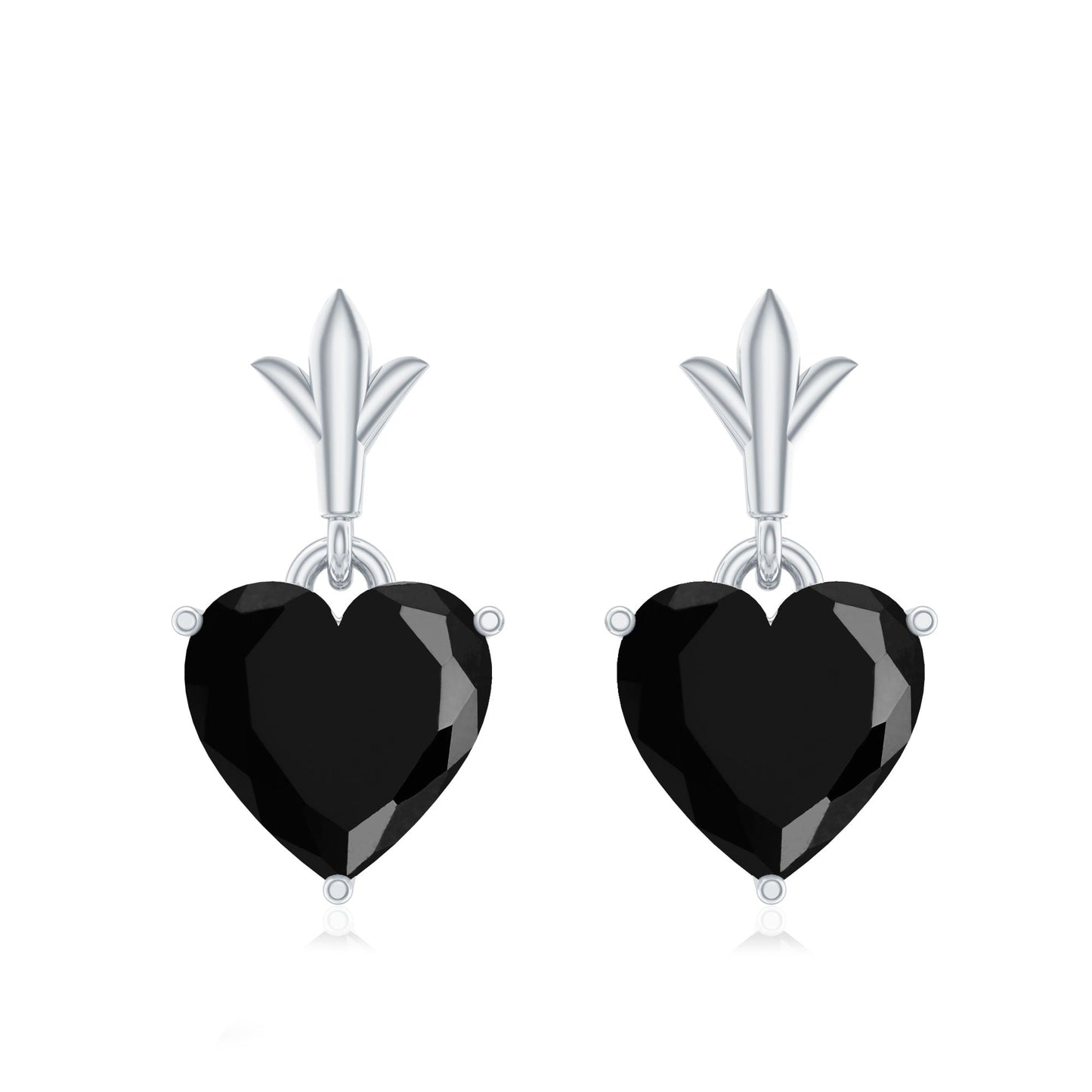 4.2 Carat Solitaire Black Onyx Heart Drop Earrings