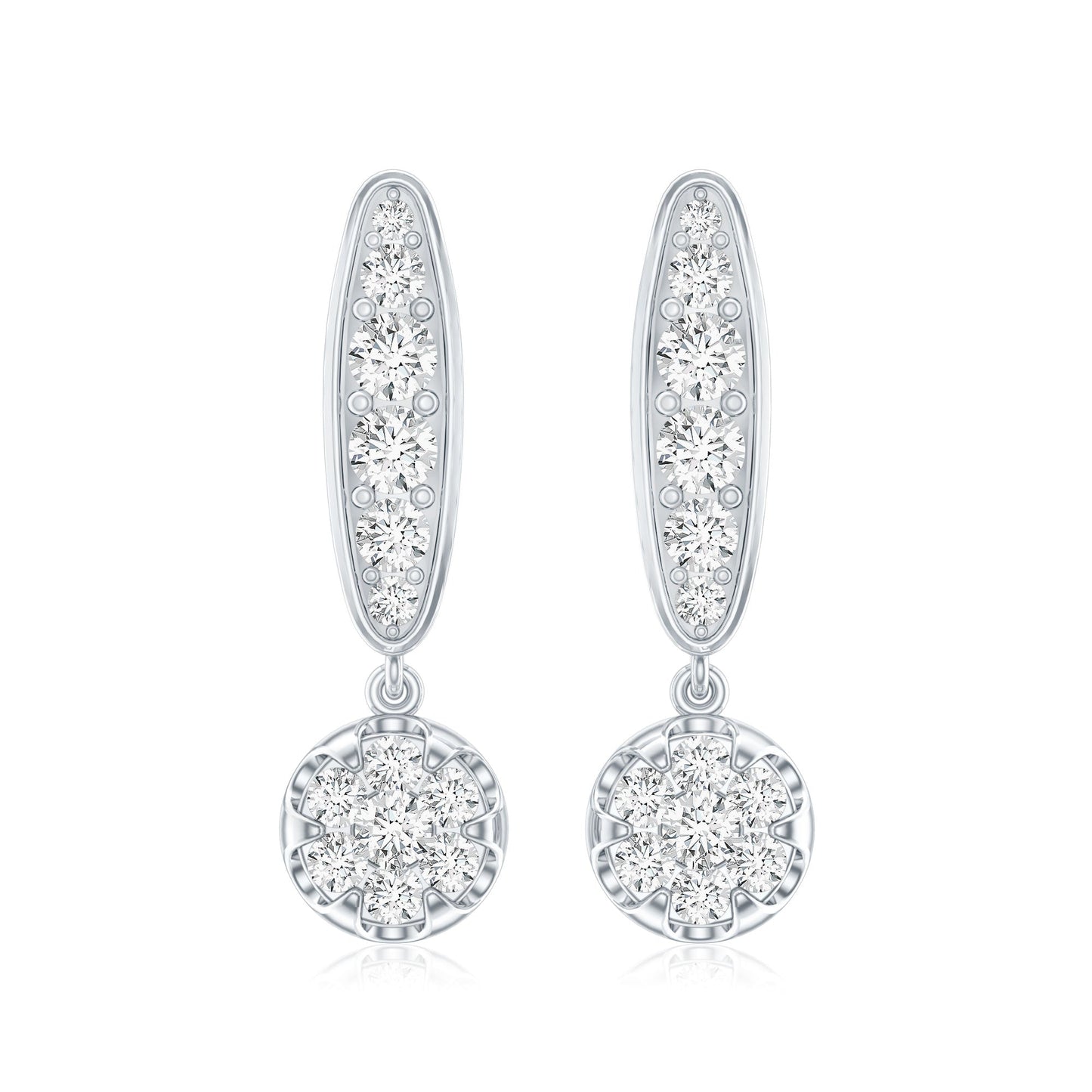 Real Diamond Bar Drop Earrings for Women