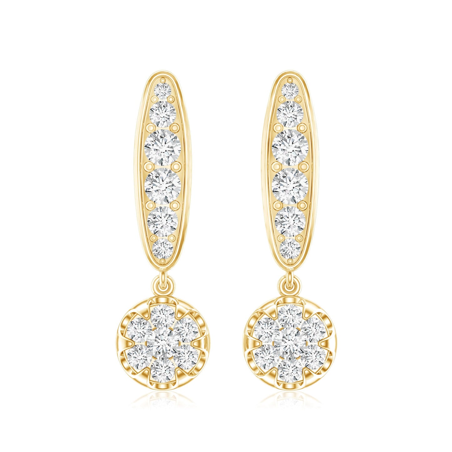 Real Diamond Bar Drop Earrings for Women