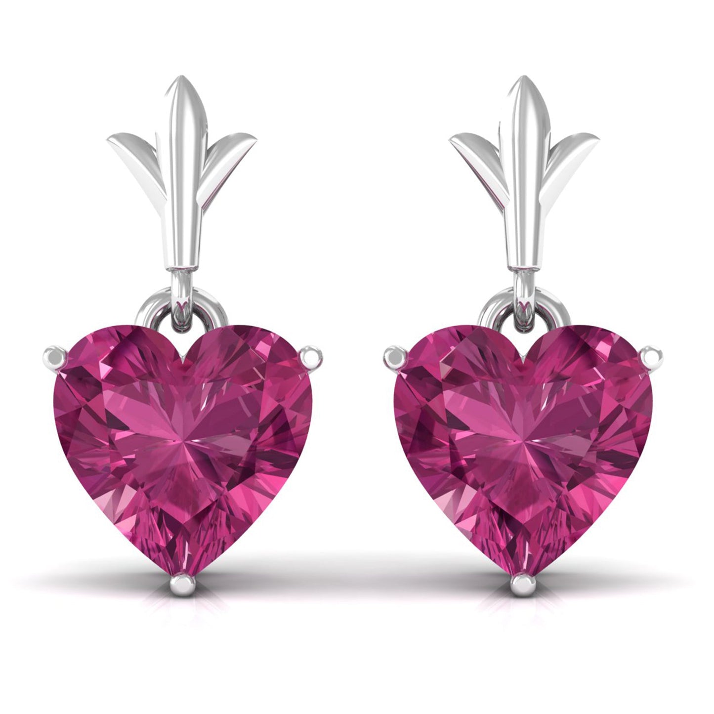 1.8 Carat Heart Shape Pink Tourmaline Drop Earrings