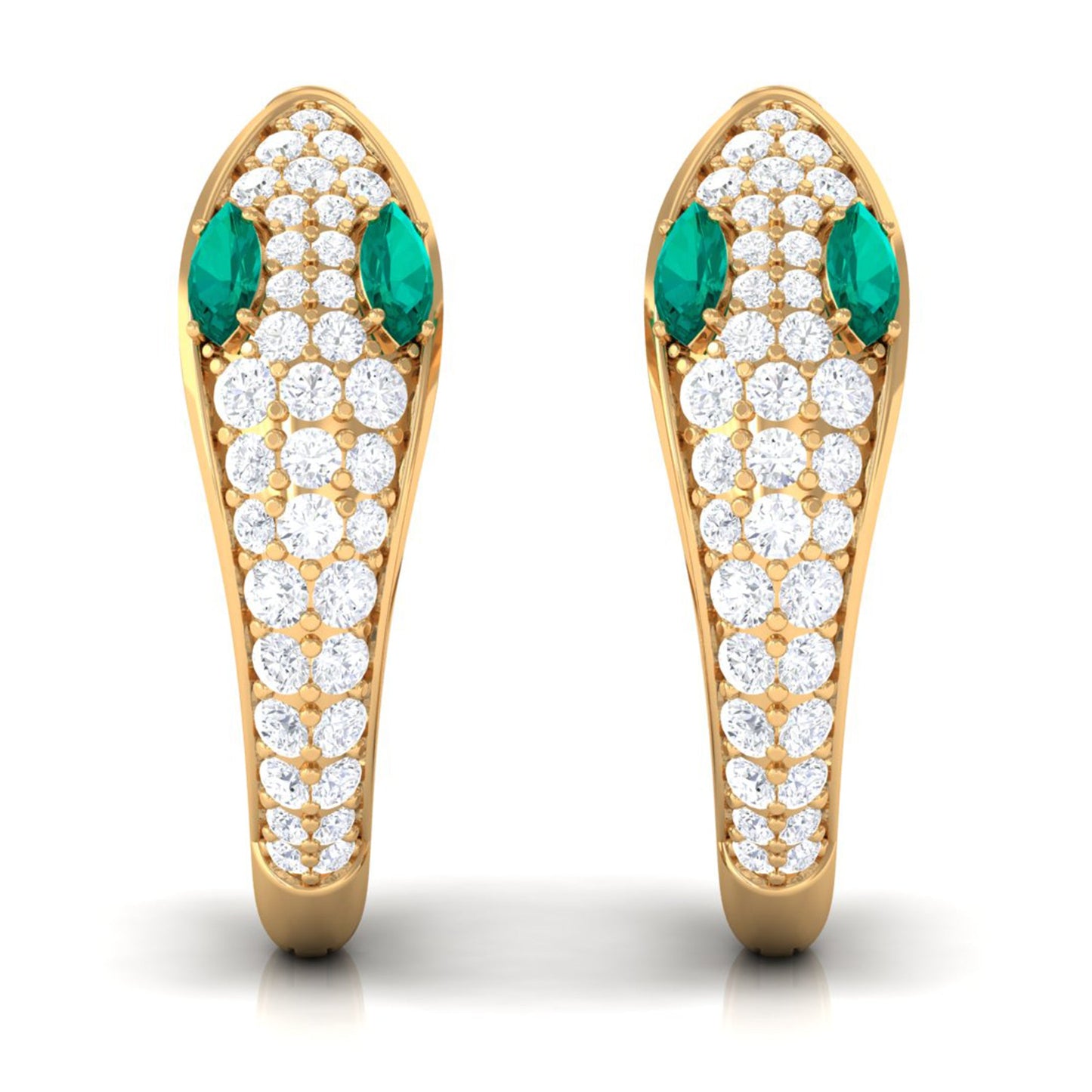 Emerald and Diamond Snake Hinged Hoop Earrings