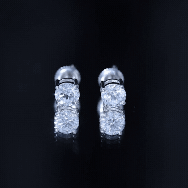 Solitaire 1.9 Carat Lab Grown Diamond Stud Earrings with Screw Back