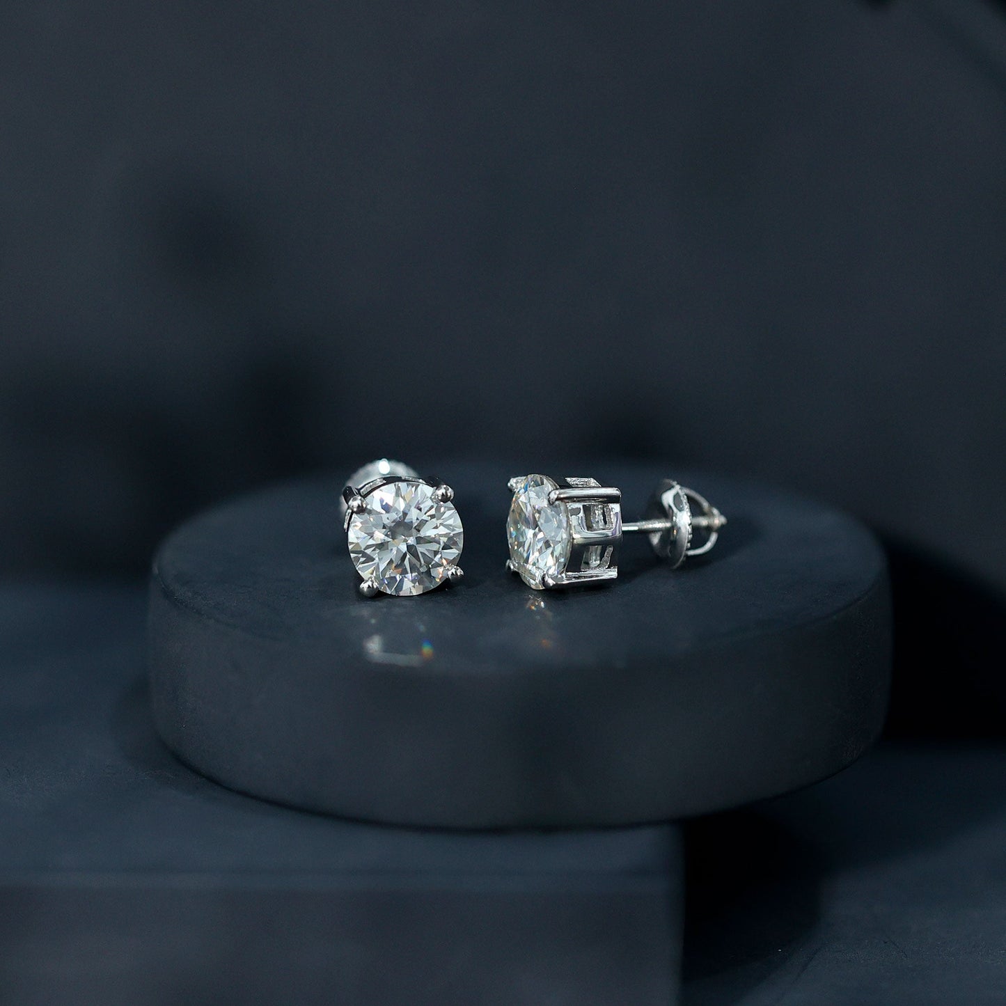 Round Cut 2.5 CT Lab Grown Diamond Solitaire Stud Earrings