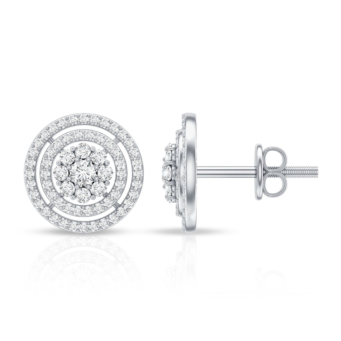 Flower Inspired Diamond Halo Stud Earrings