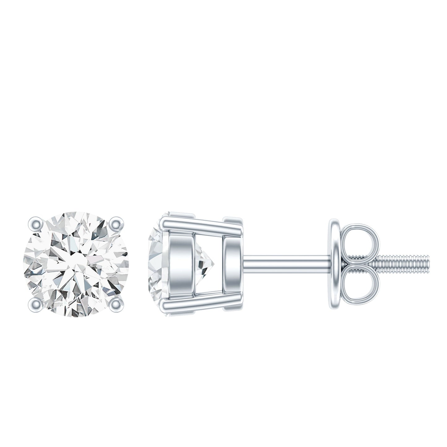Silver Moissanite 1 Carat Stud Earring