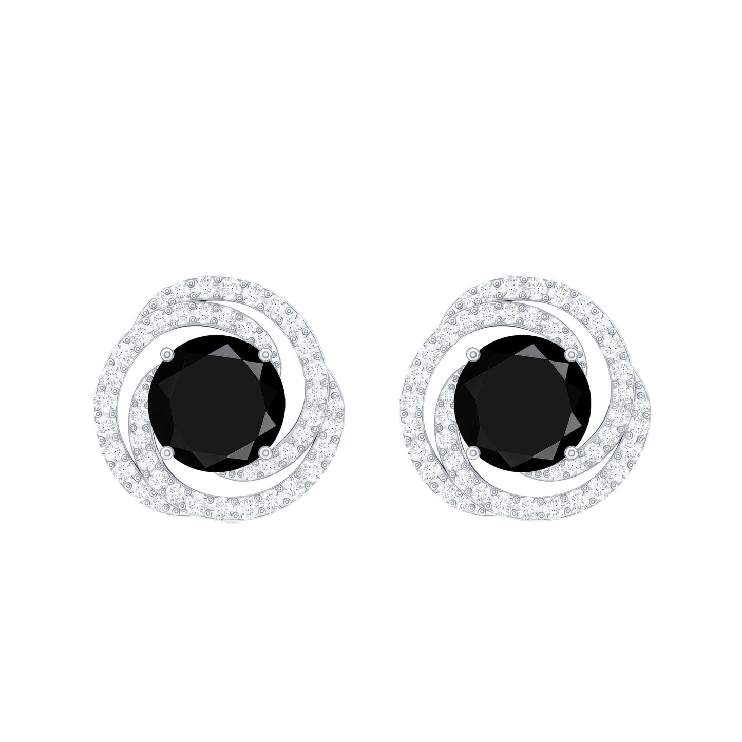 Lab Created Black Diamond Spiral Earrings with Diamonds