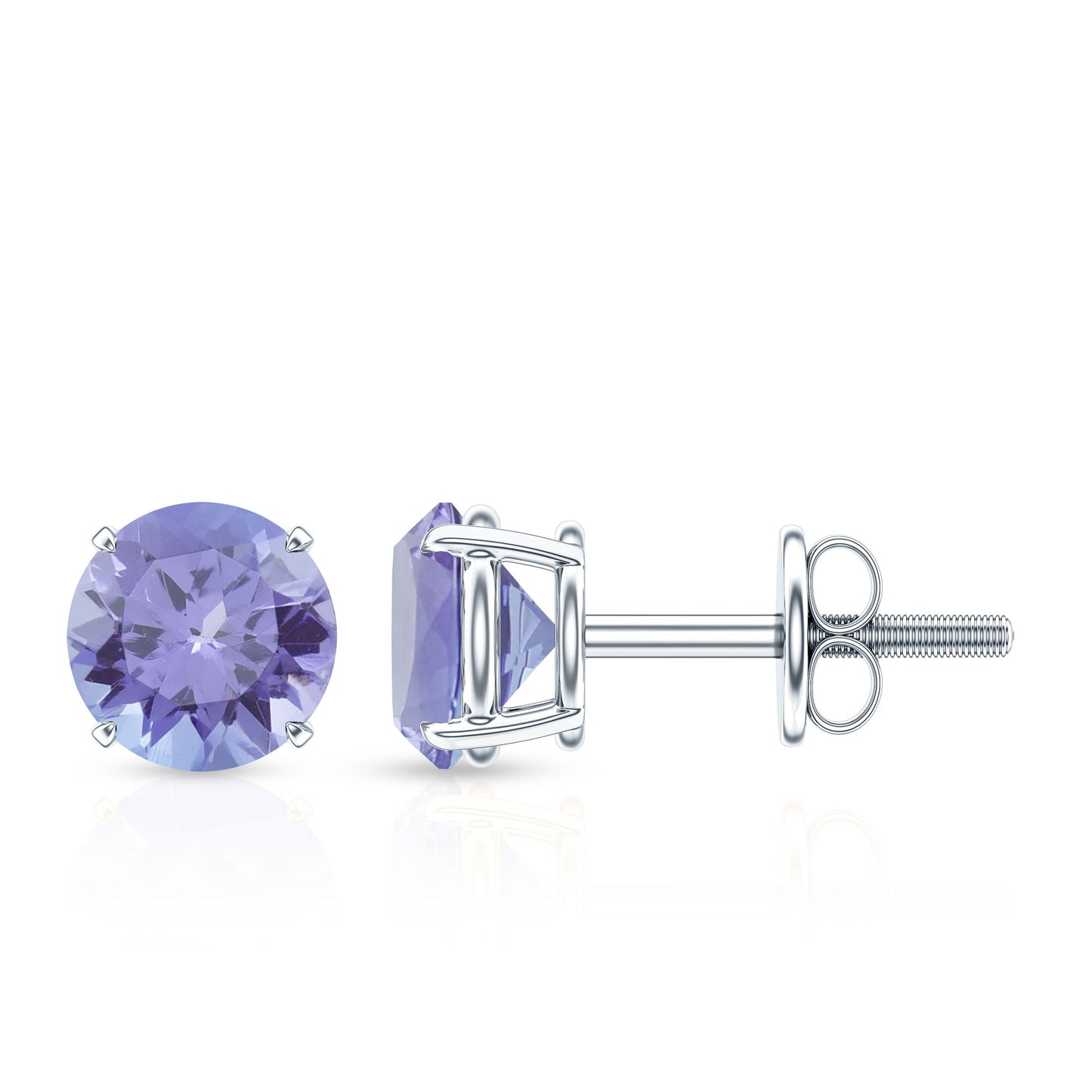 1 Carat Round Cut Tanzanite Stud Earrings for Women