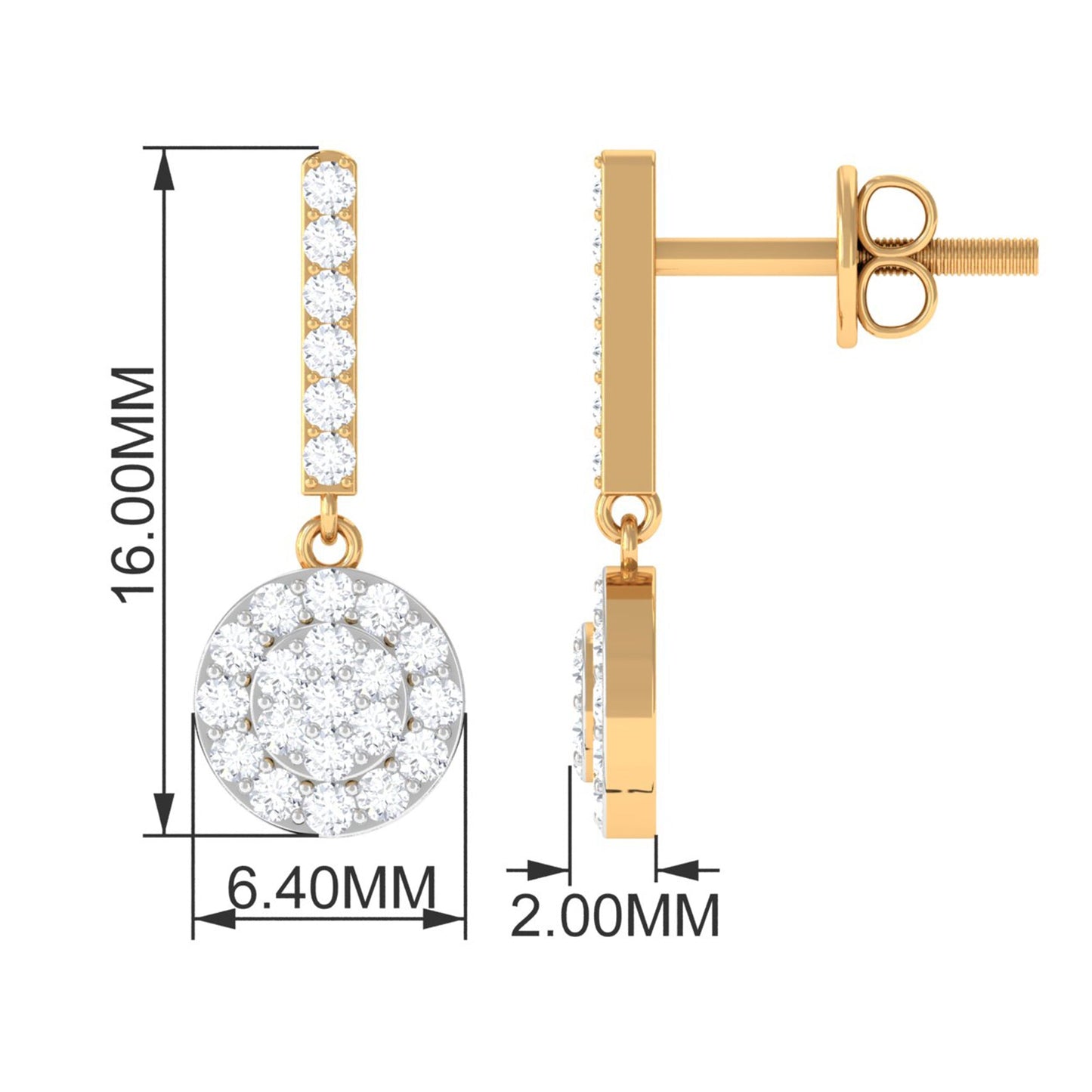 Real Diamond Dangle Earrings for Women