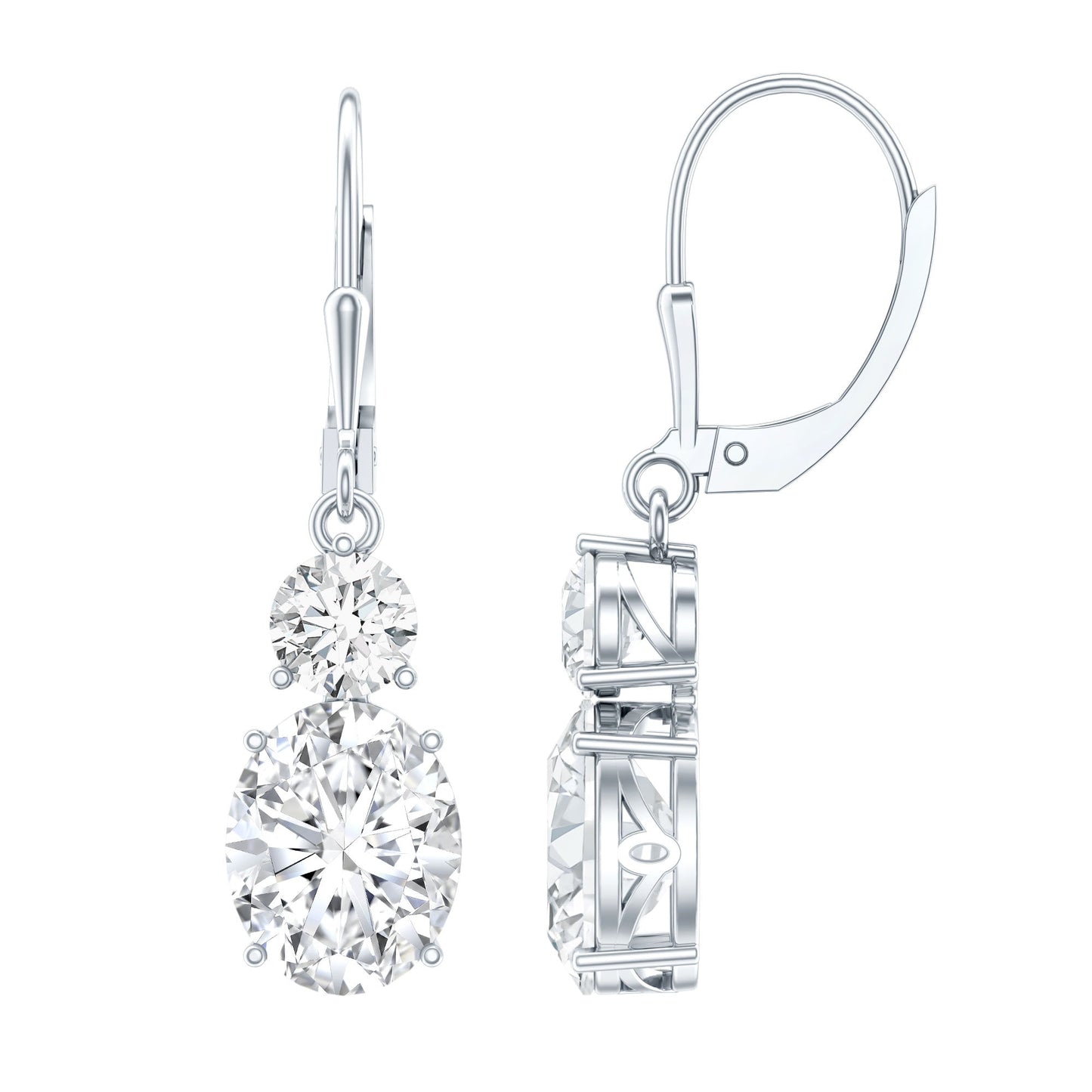 Certified Cubic Zirconia Hoop Drop Earrings with Lever Back